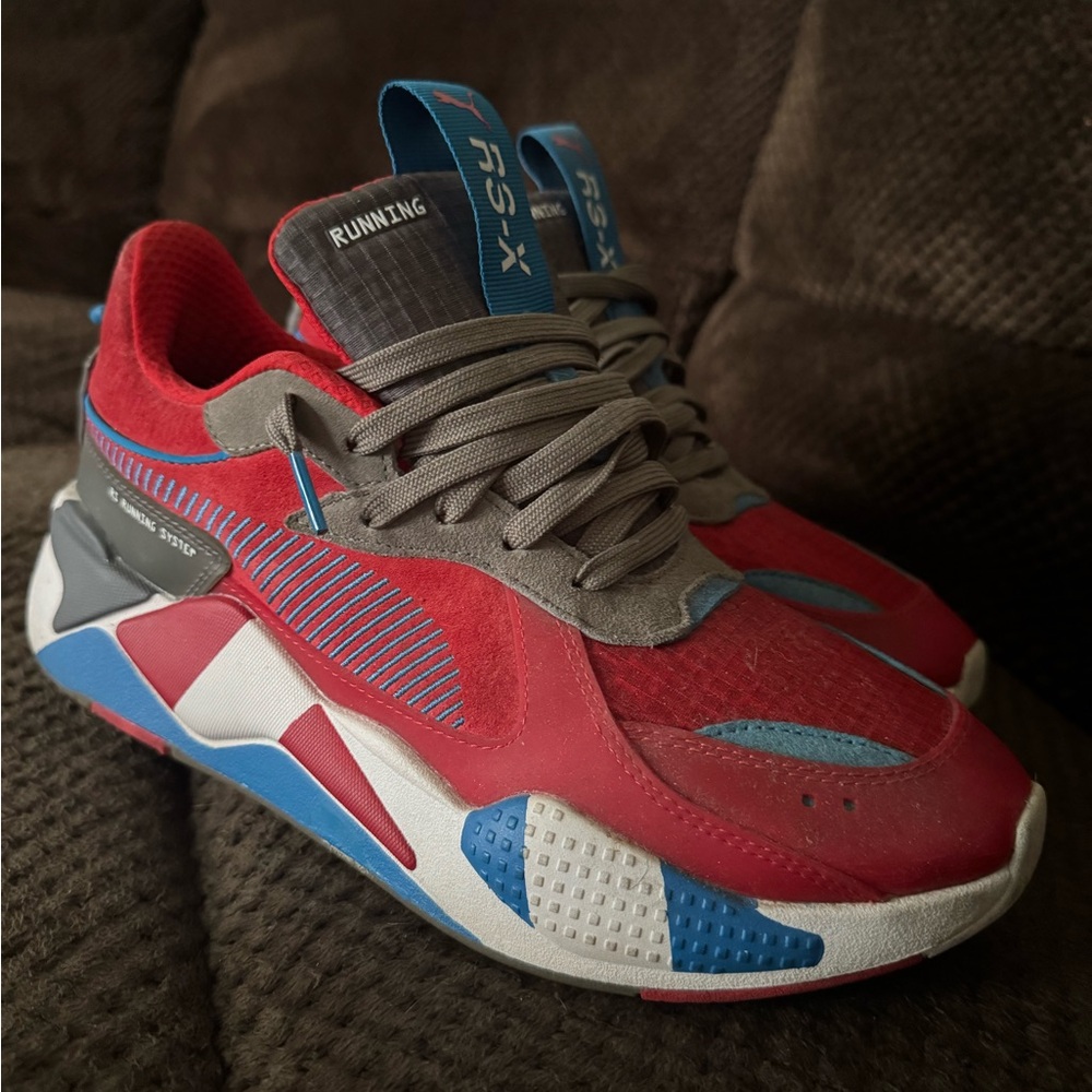 Puma Red and Gray Athletic Shoes with Breathable Mesh
